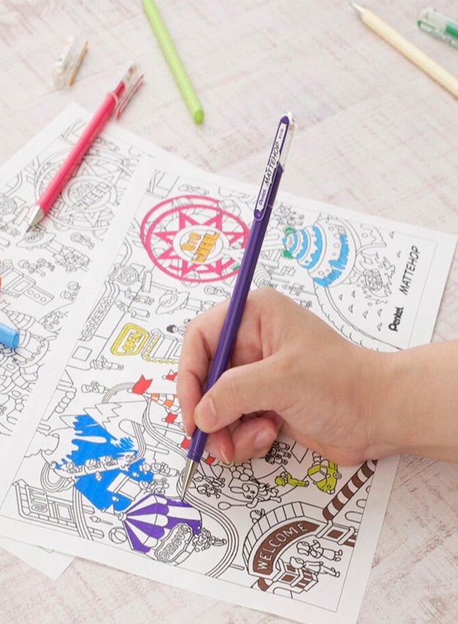 Pentel Arts Hybrid MATTEHOP Gel Roller, 1.0mm, Matte Orange, Matte Yellow, Matte Pink, Matte Violet, Pack of 4 Pens (K110VBP4M1) - Image 2